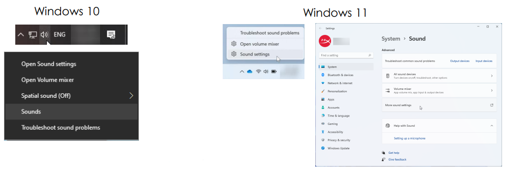 Windows sound settings