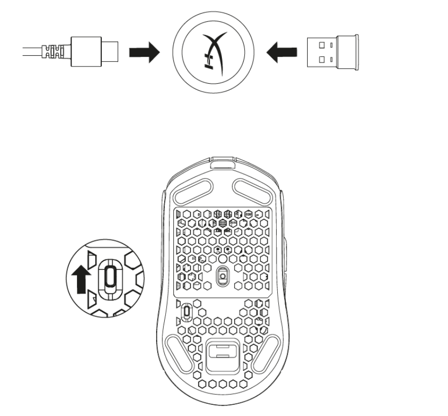 Pulsefire Haste Wireless adapter and power switch